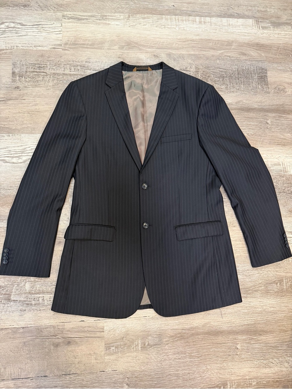 Prontomoda 100% Marino Wool Men’s Navy Pinstriped Sport Suit Jacket